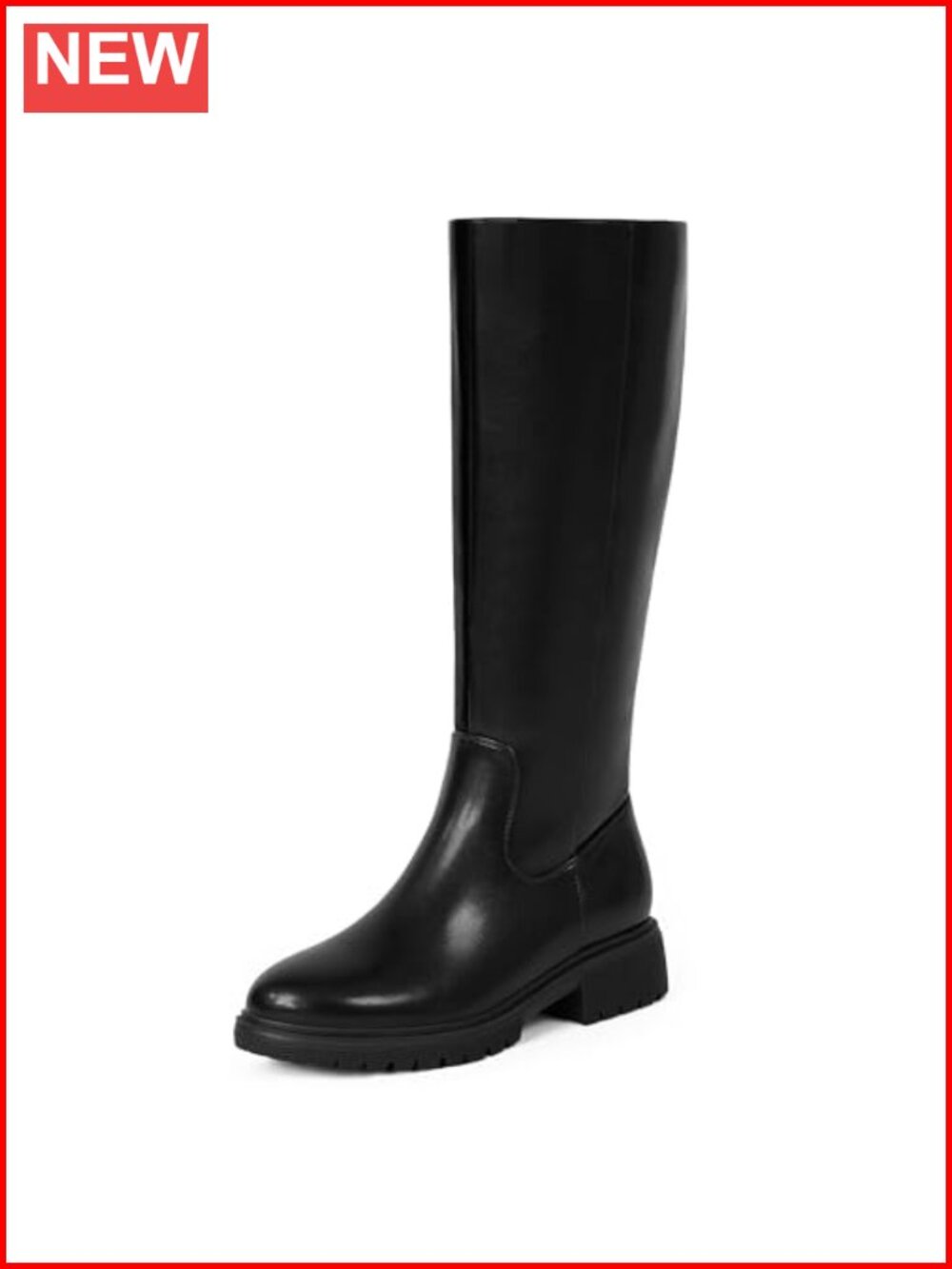 Knee High Boots for Women Round Toe Low Heel Riding Tall Boots Faux Leather
